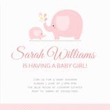 Pink Baby Elephant - Baby Shower Invitation